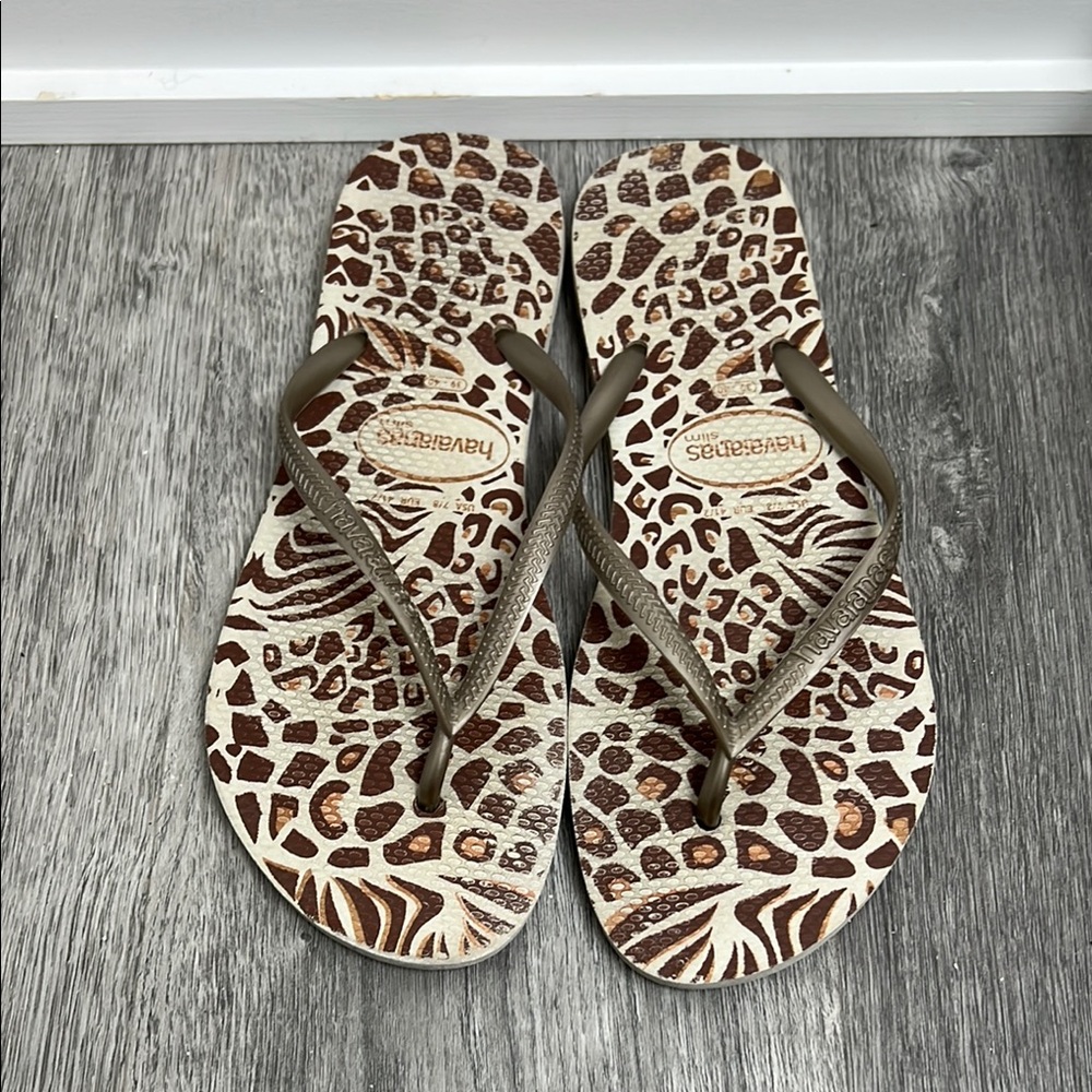 Havaianas Brown Sandals Animal Print